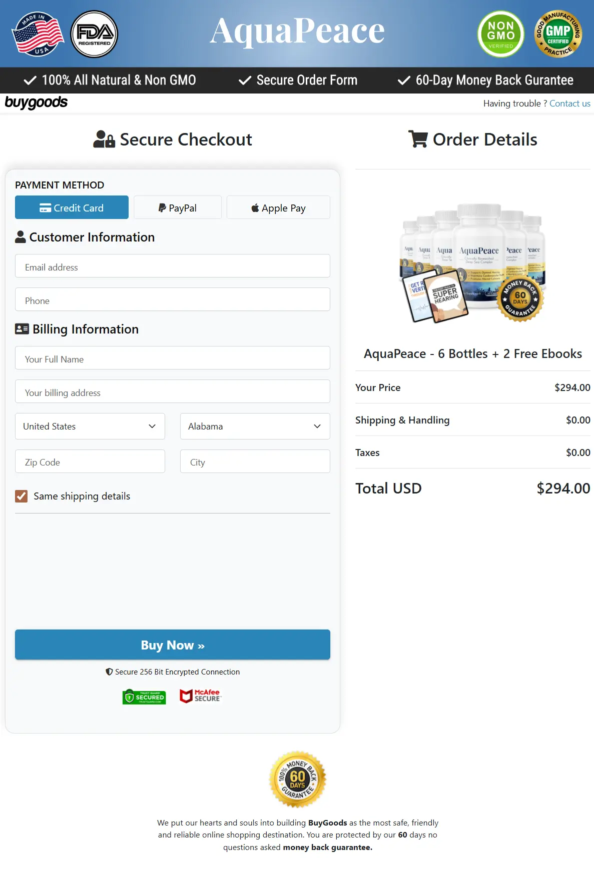 aquapeace-secure-checkout-page